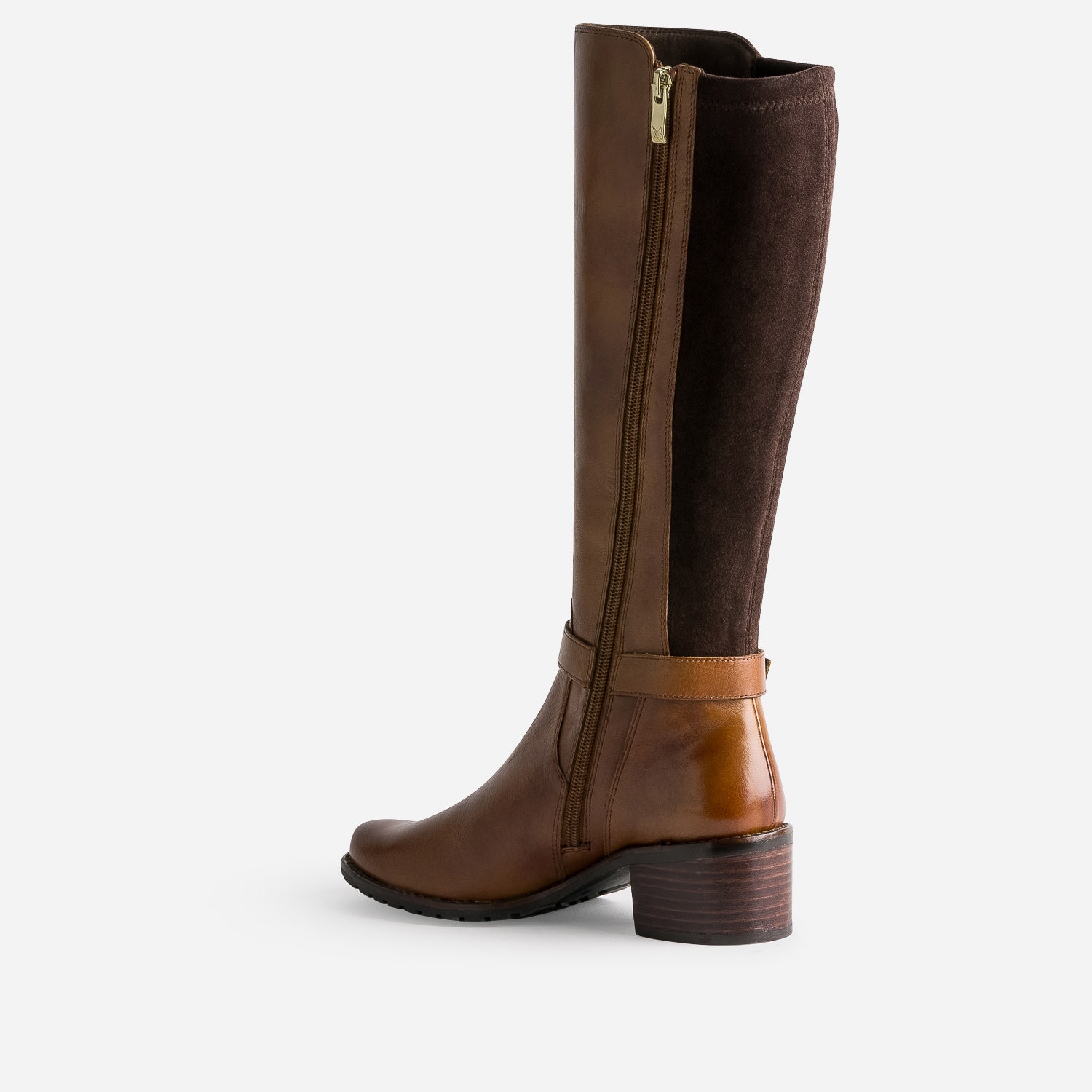Botte CAPRICE camel cuir bi matière