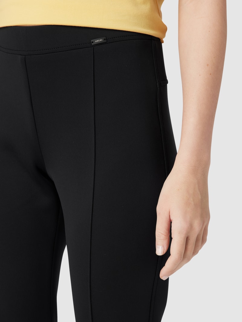 Stretchhose mit Ziernähten in schwarz
