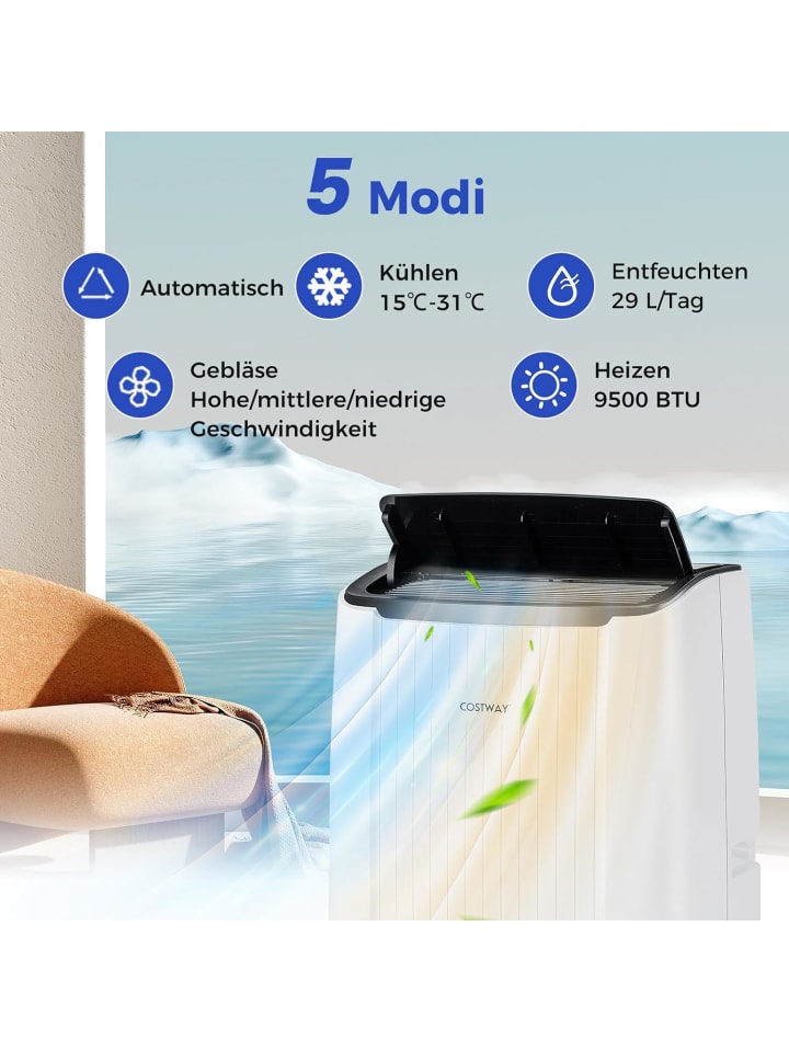 COSTWAY 12000 BTU 4-in-1 Klimagerät mit Heizung in Weiß günstig kaufen onesize