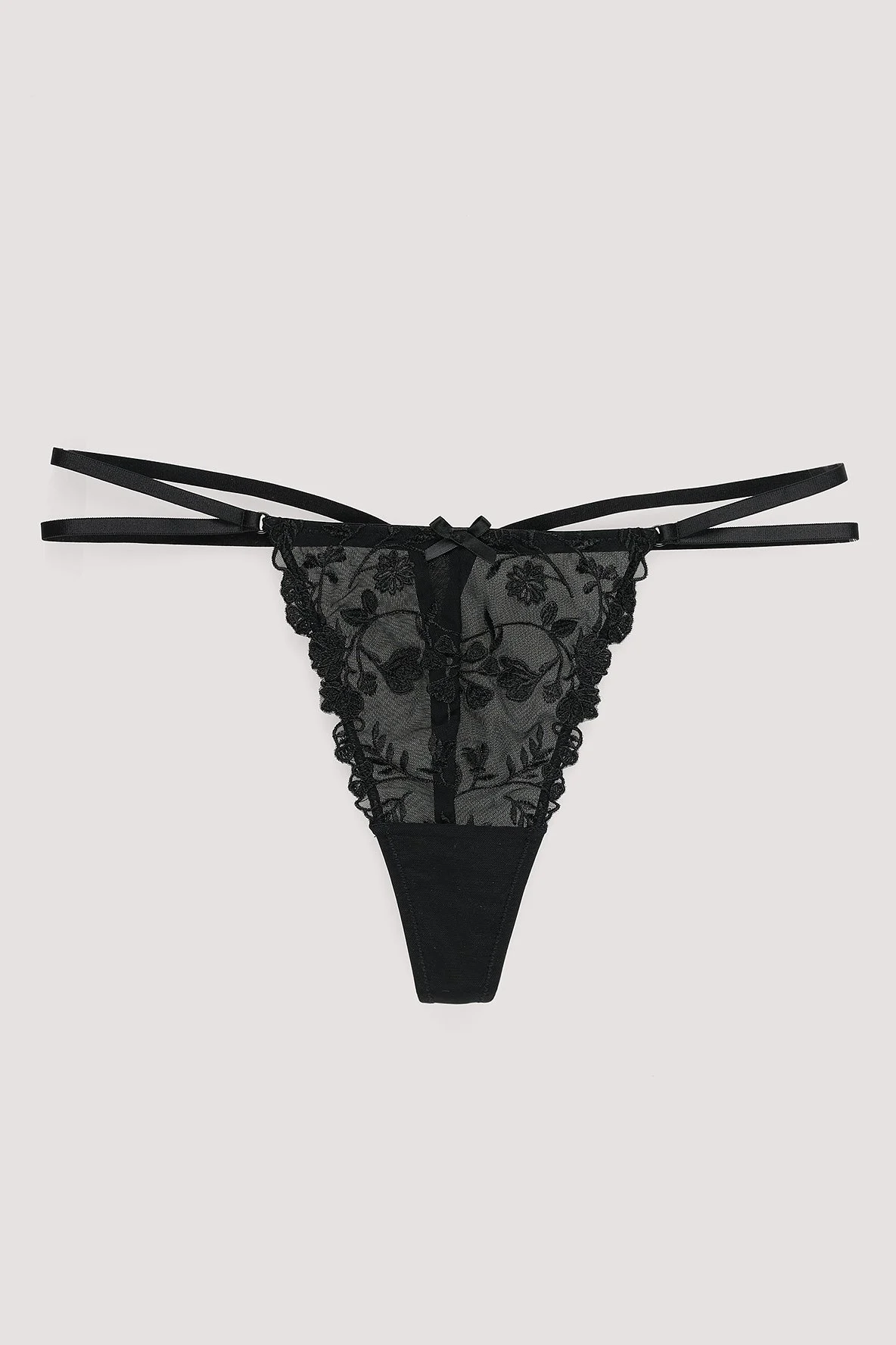 T-String mit besticktem Riemchendetail
