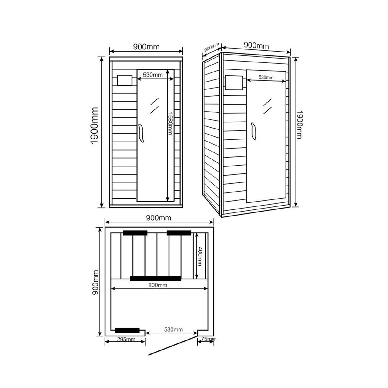 Home Deluxe Infrarotsauna REDSUN S - 90 x 90 cm