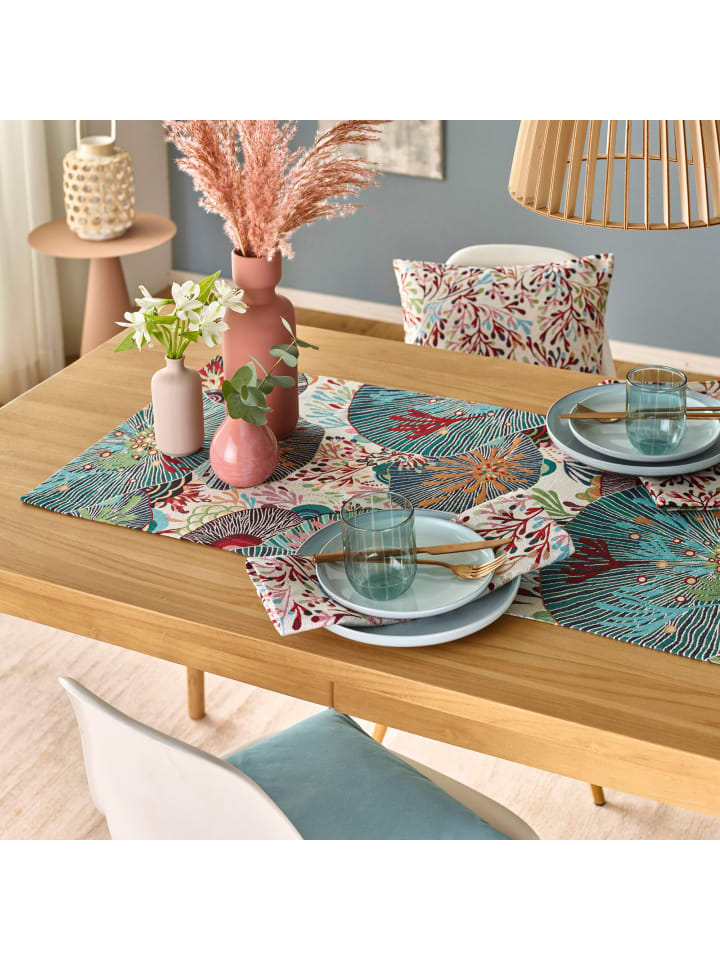 Sander Jacquard Tischläufer Sea flowers in bunt günstig kaufen