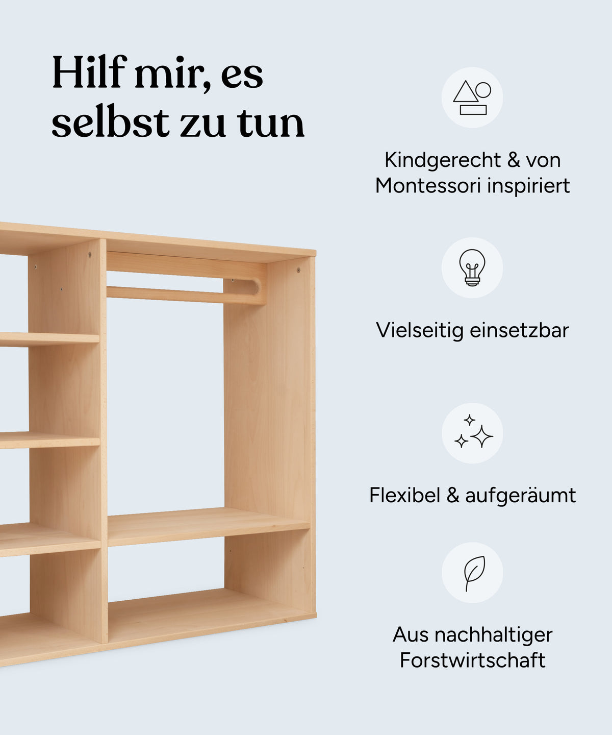 Montessori Kleiderschrank Buche