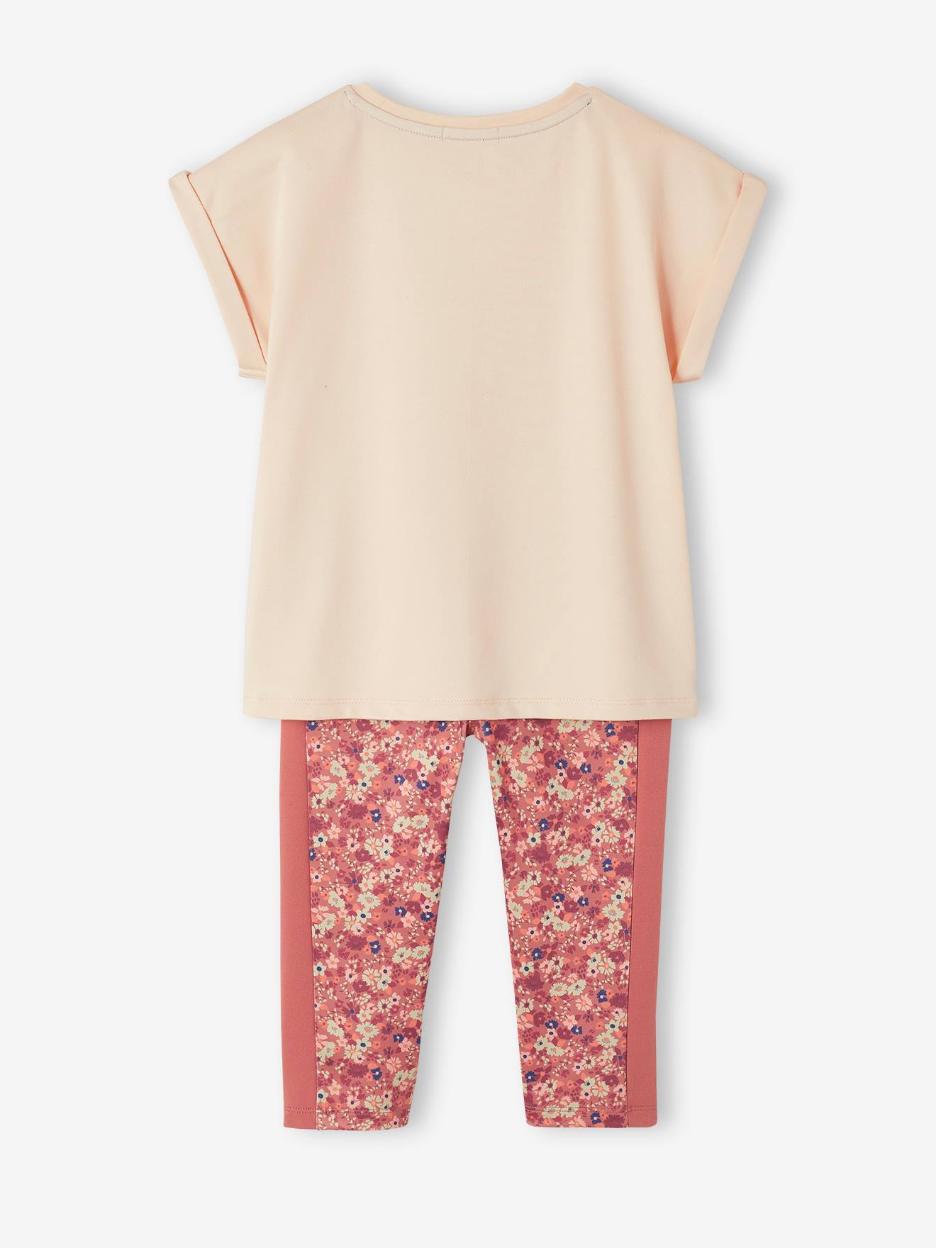 Ensemble de sport t-shirt et corsaire fille motif 