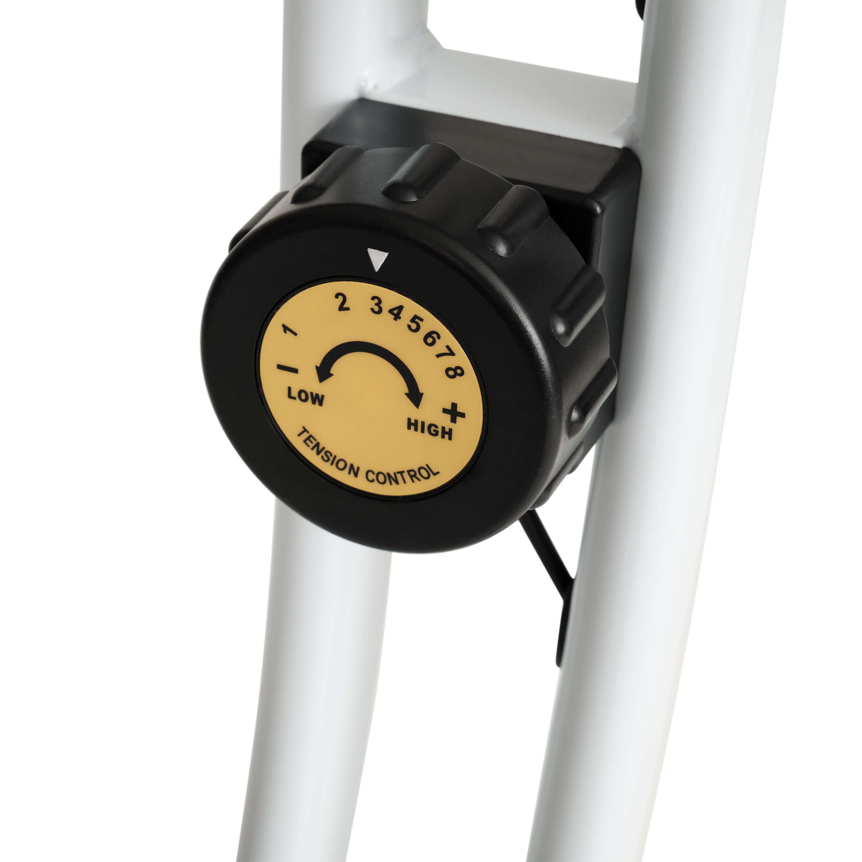 SportPlus Heimtrainer SP-HT-1300-W-iE, Heimtrainer, X-Bike, klappbar für Zuhause, Rückenlehne, 8 Stufen