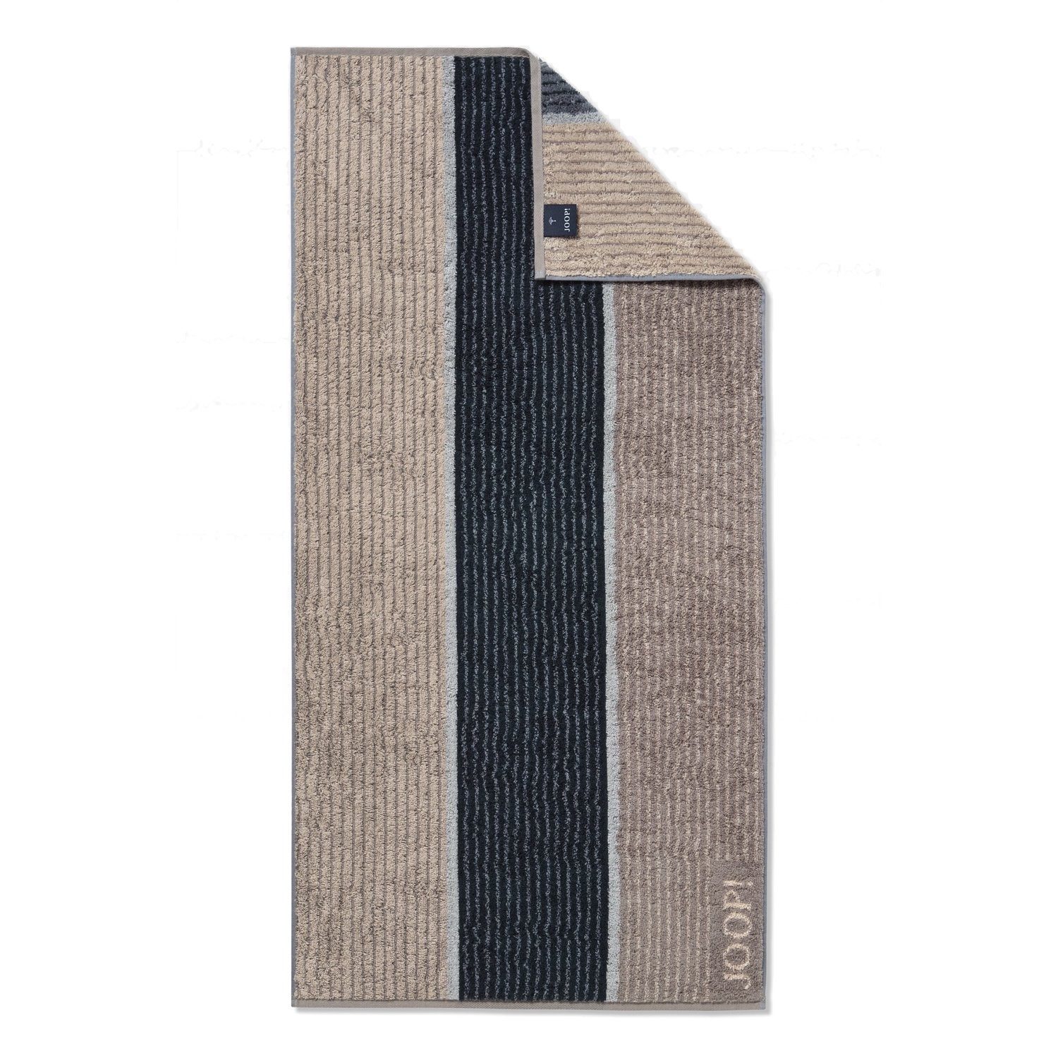 Joop! Handtuch Waschhandschuh Signature Lines 1658 70 Graphit, Walkfrottier (1-St), Wendeoptik, Logo, Flauschig
