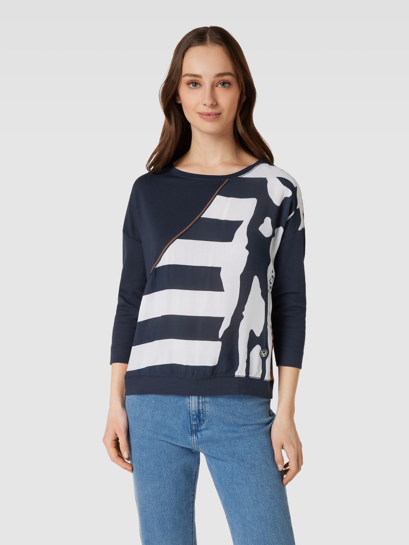 Longsleeve aus reiner Viskose mit 3/4-Arm in marineblau