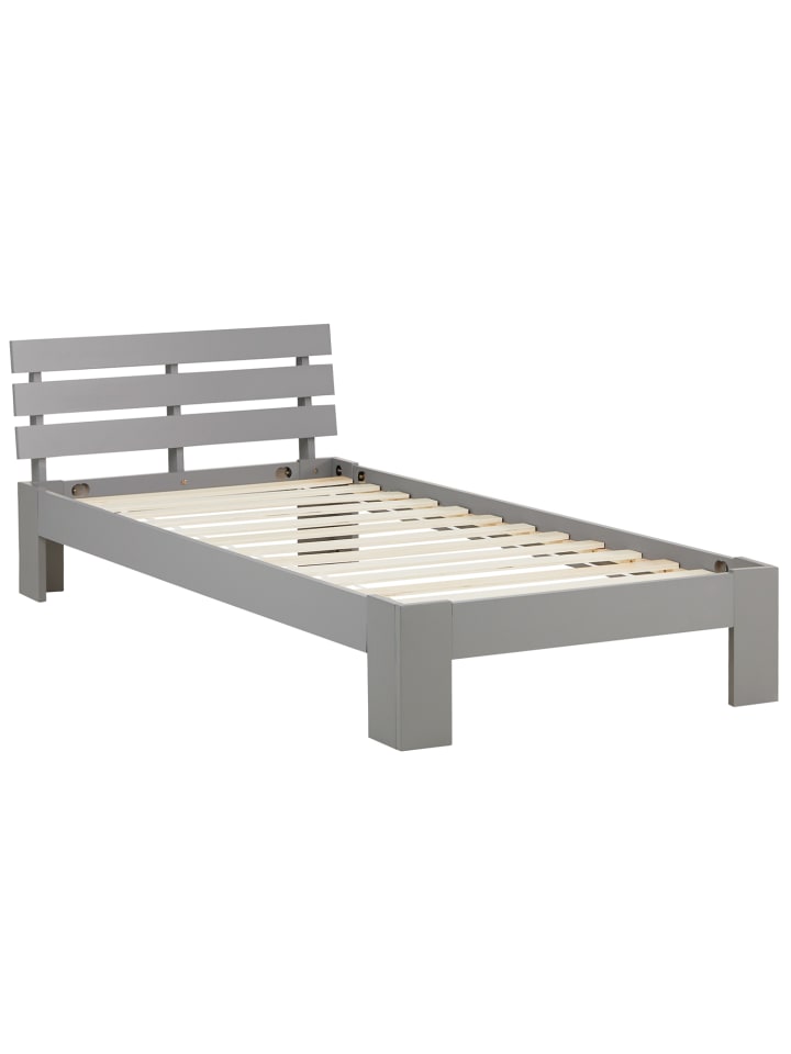 Homestyle4u Holzbett 90x200 mit Lattenrost in Grau günstig kaufen