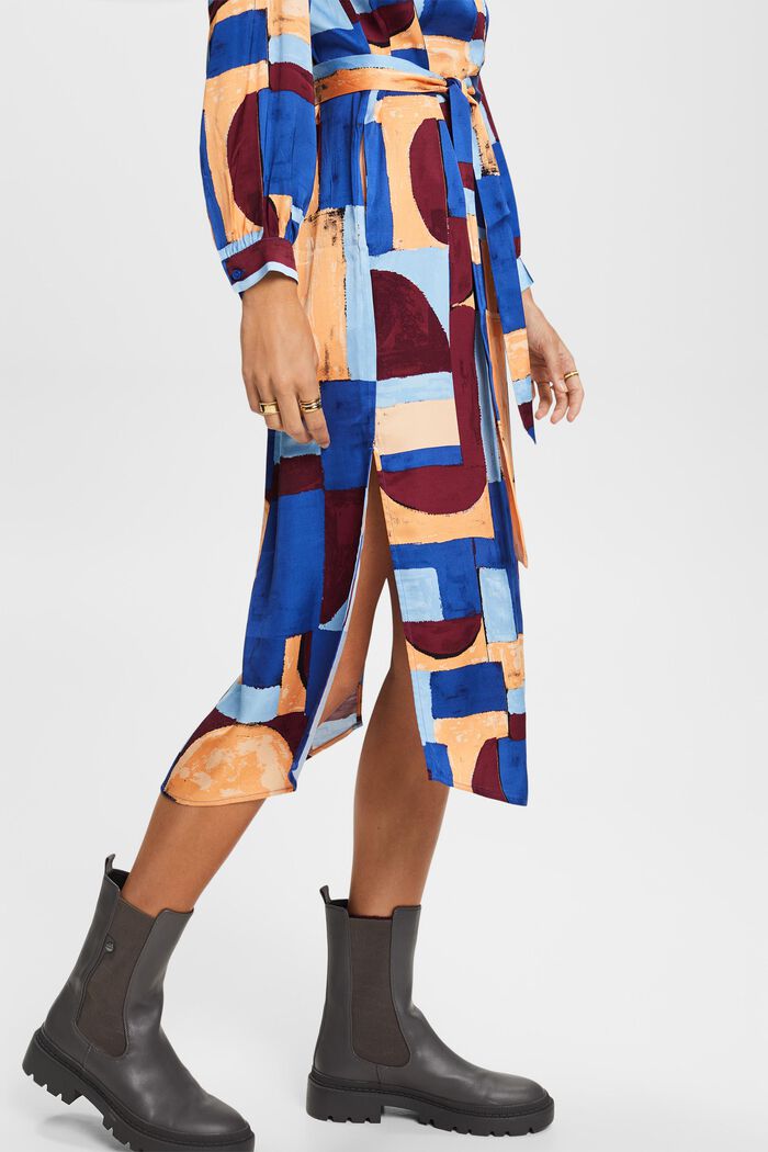 Satin-Hemdblusenkleid mit Print