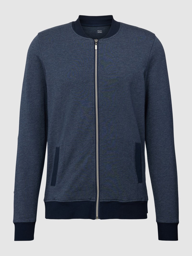 Sweatjacke mit Stehkragen Modell 'Mix + Relax' in jeans