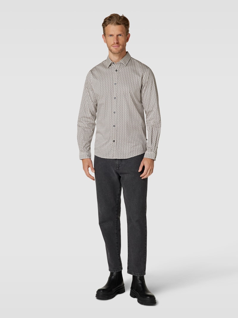 Freizeithemd mit Allover-Muster Modell 'Colorful printed' in offwhite