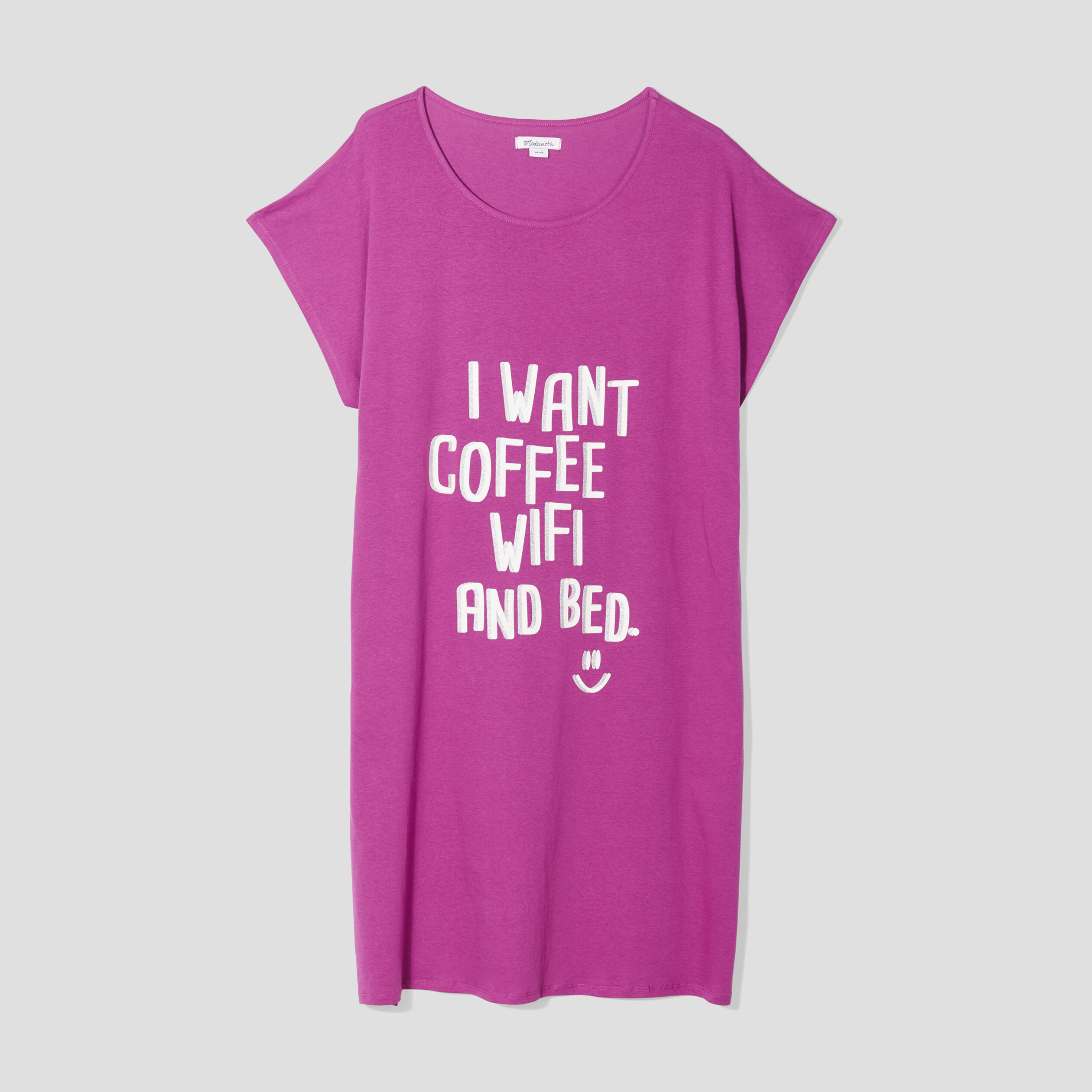Chemise de nuit droite courte coton violet femme grande taille | La Halle