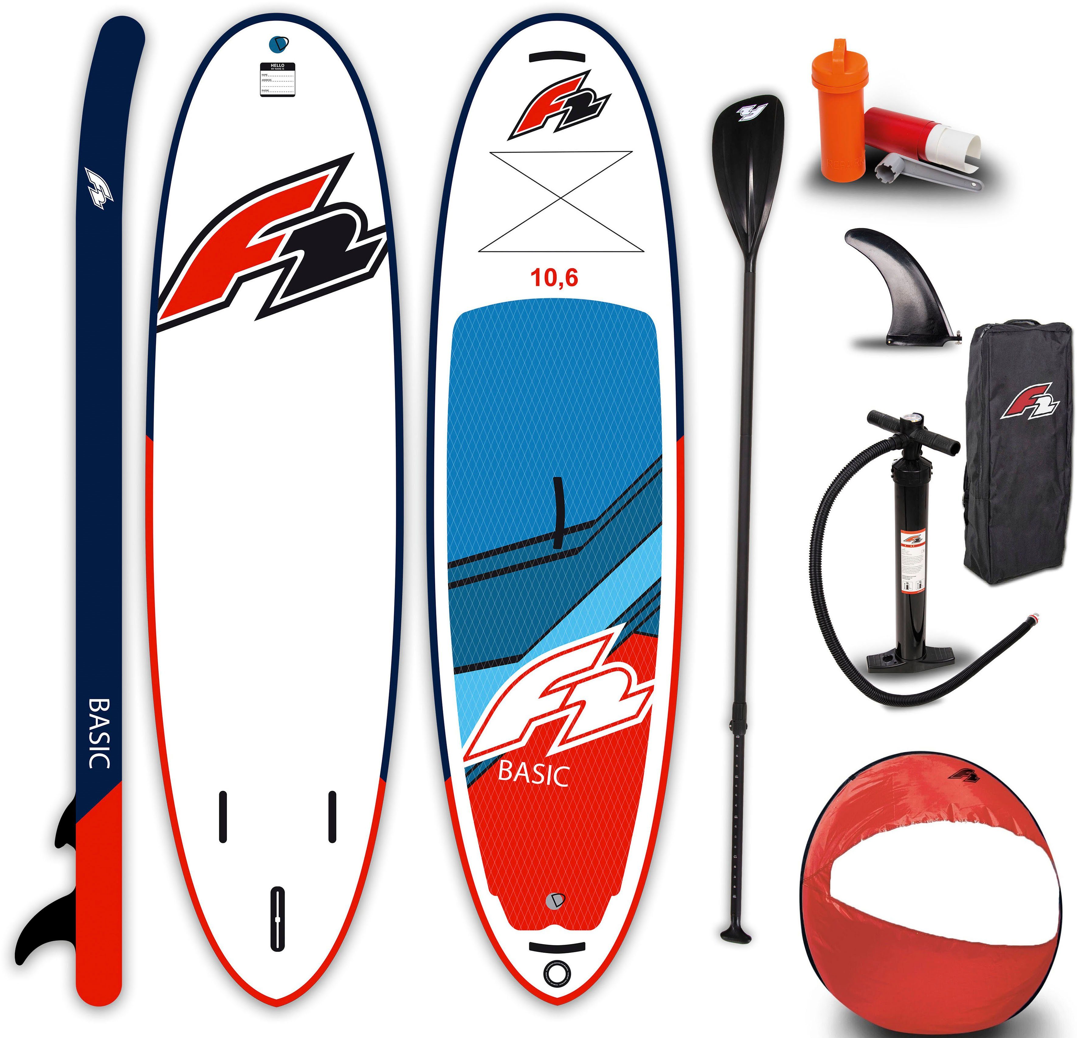 F2 Inflatable SUP-Board Basic Roundsail 10,6 red, (Set, 6 tlg., inkl. F2 Rund-/Windsegel)