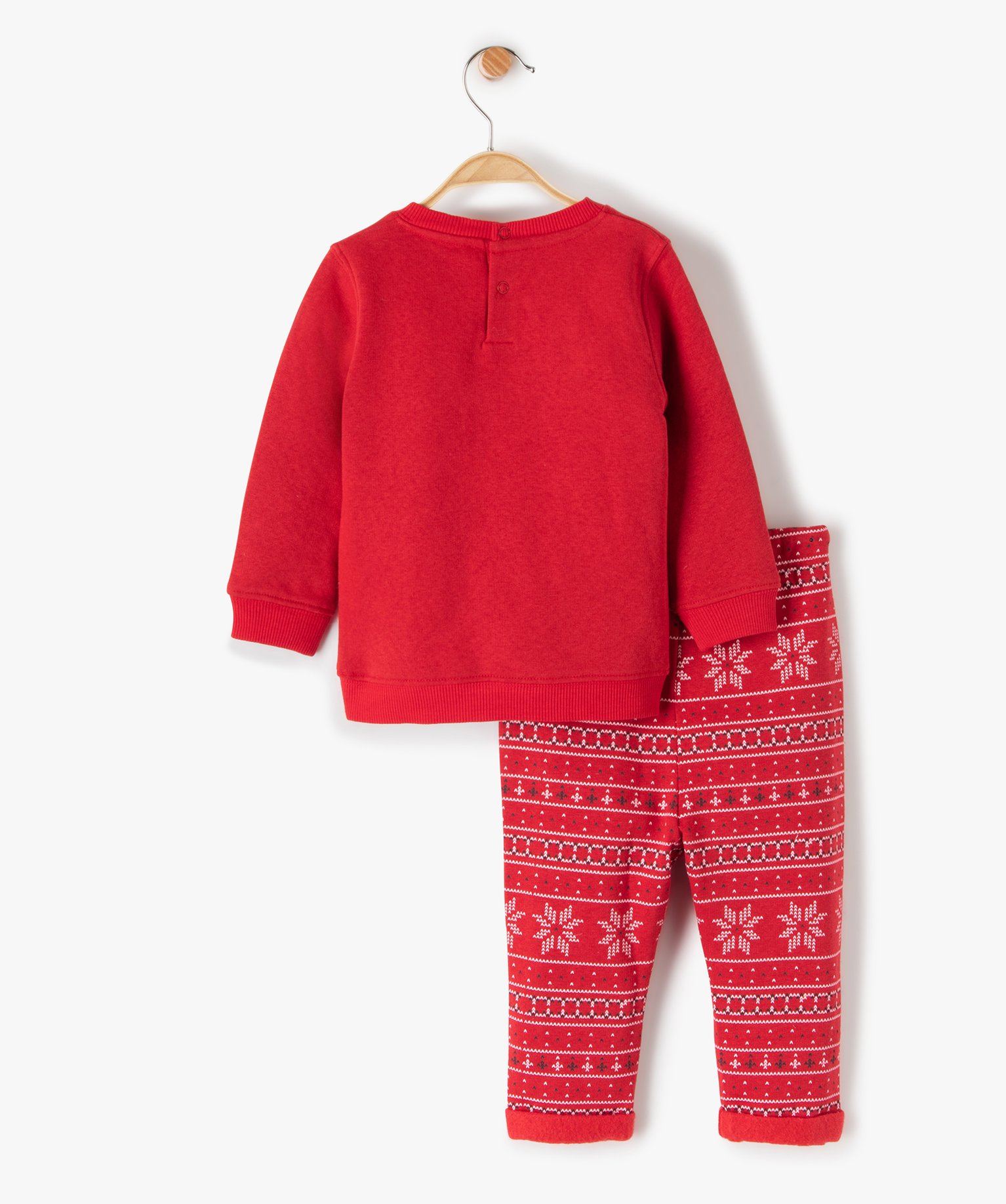 Ensemble bébé 2 pièces en molleton chaud spécial Nol rouge | GEMO