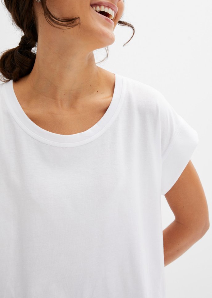 Baumwollshirt mit überschnittener Schulter, 2er Pack