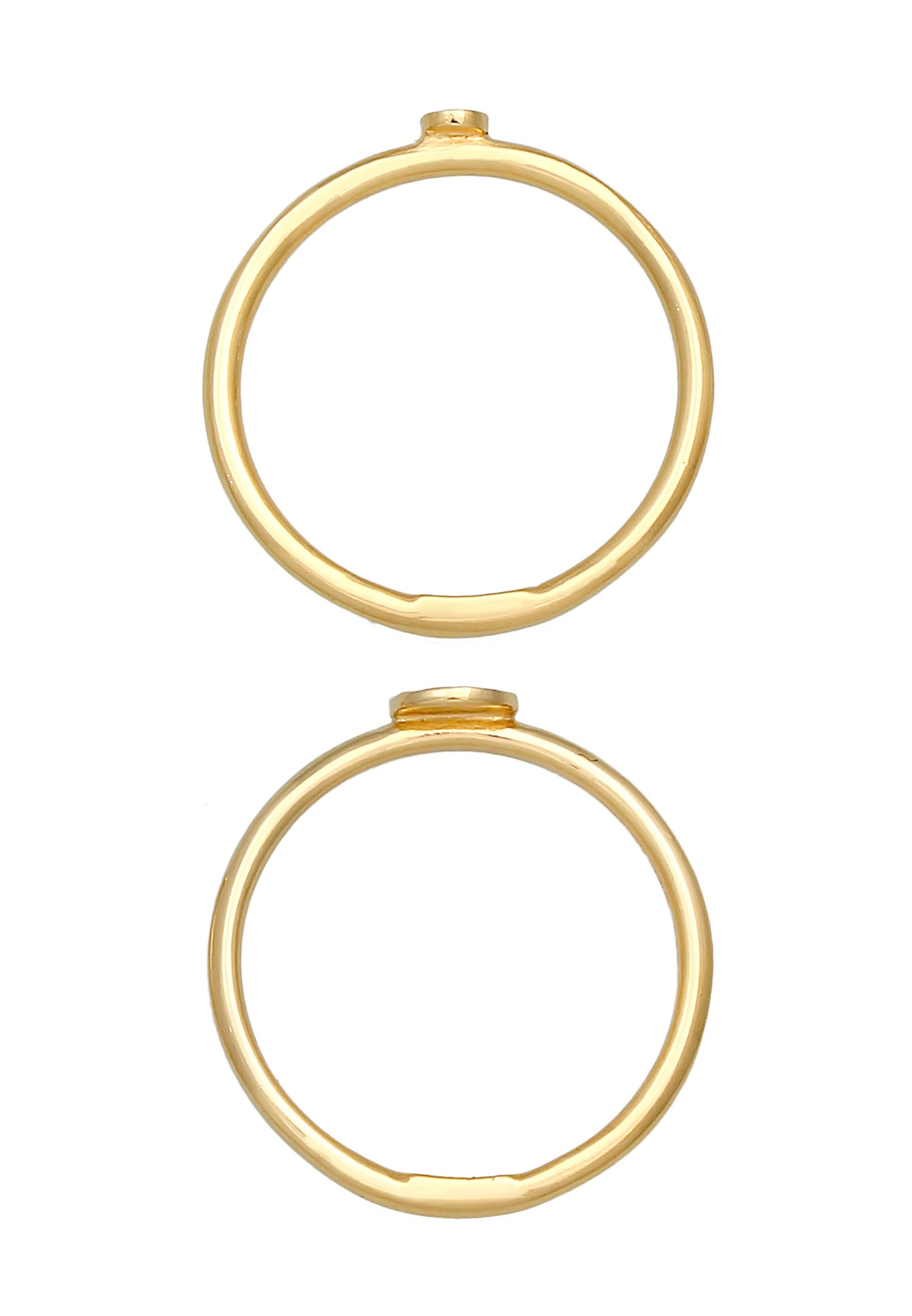 Anillos apilables Elli para mujer, diseño de doble círculo, estilo básico, minimalista y atemporal, en plata de ley 925 chapada en oro.