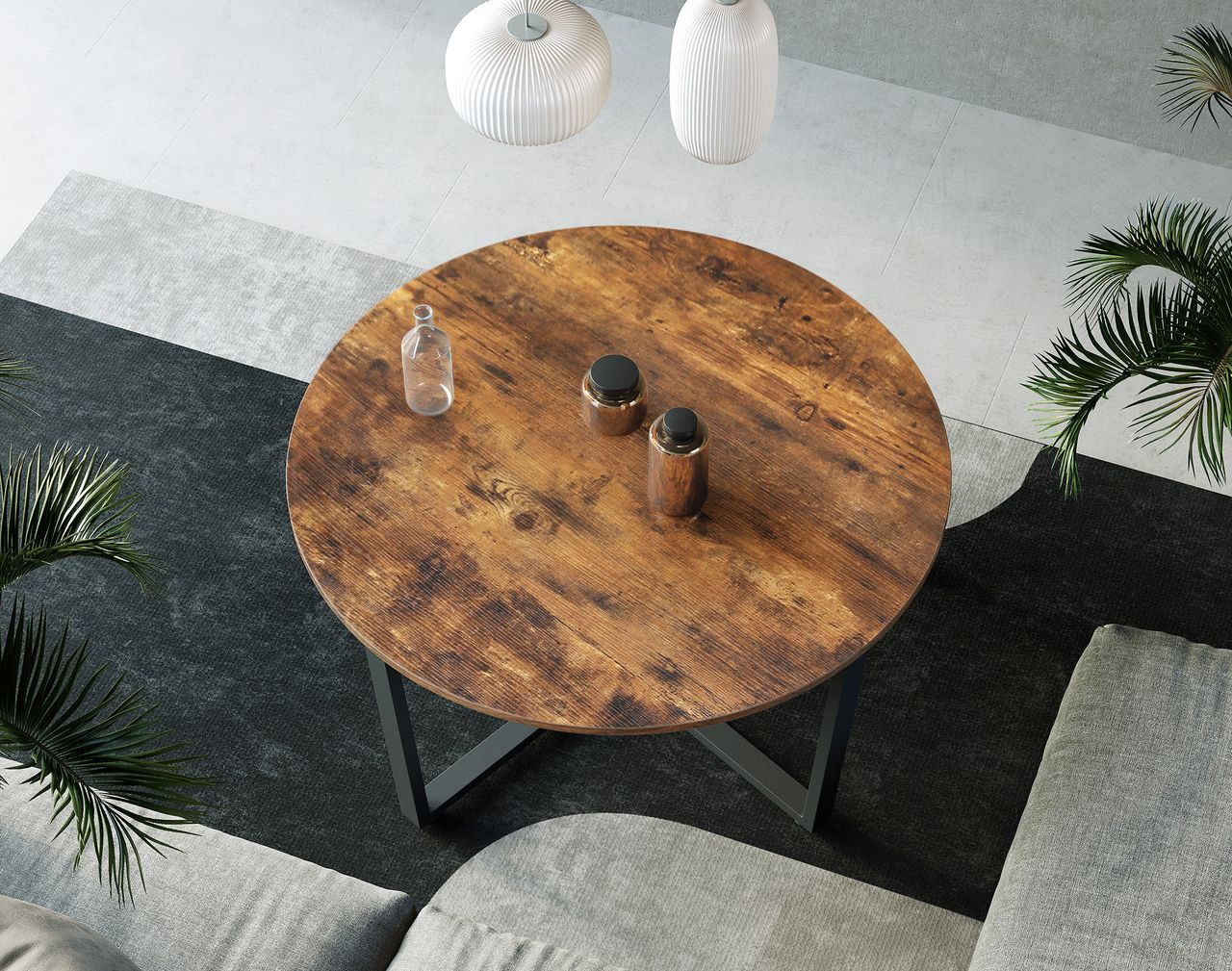 Vasagle Couchtisch, Industrie-Design, vintagebraun-schwarz