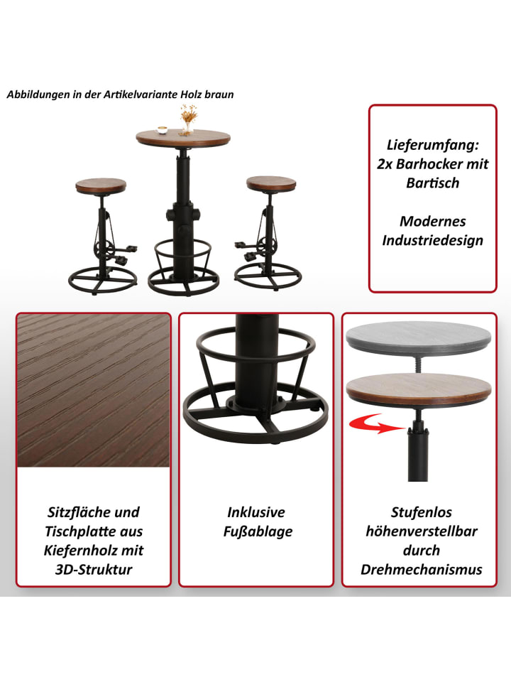 MCW Set Bartisch   2x Barhocker N20, Natur günstig kaufen onesize