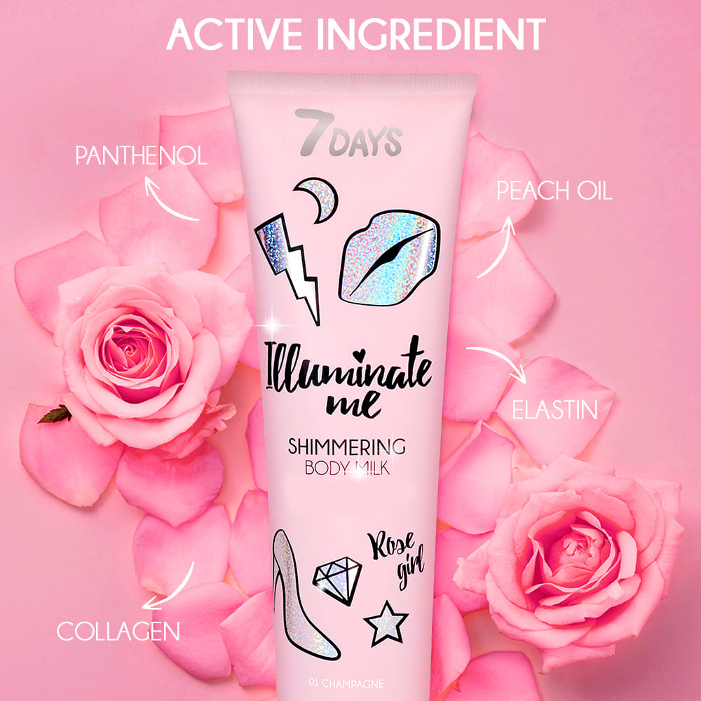 7days Rose Girl Shimmering Body Milk Lait corps chatoyant