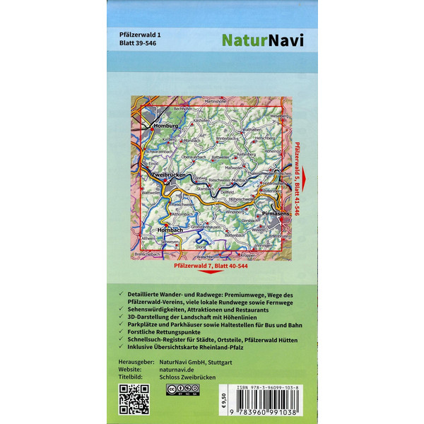 Pfälzerwald 1. Blatt 39-546, 1 : 25 000 - Wanderkarte