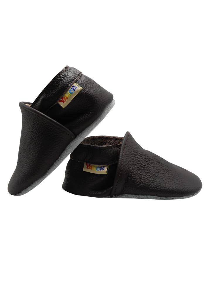 Yalion Leder-Krabbelschuhe in Schokobraun günstig kaufen