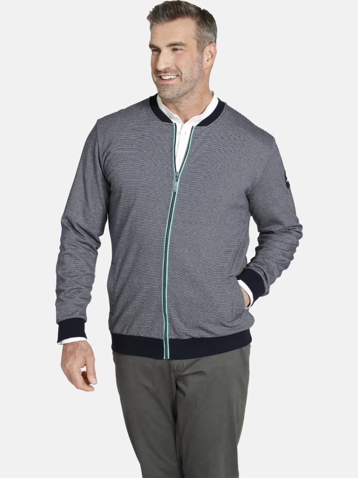 Charles Colby Sweatjacke DUKE MELVYN in dunkelblau gestreift günstig kaufen