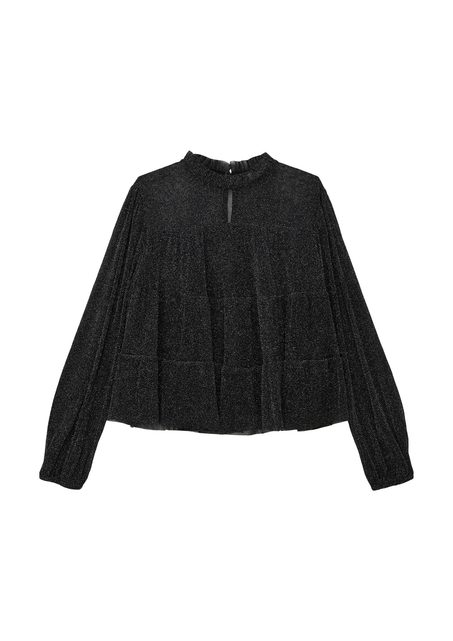 s.Oliver Langarmbluse Mesh-Bluse mit Glitzergarn Raffung, Glitzergarn
