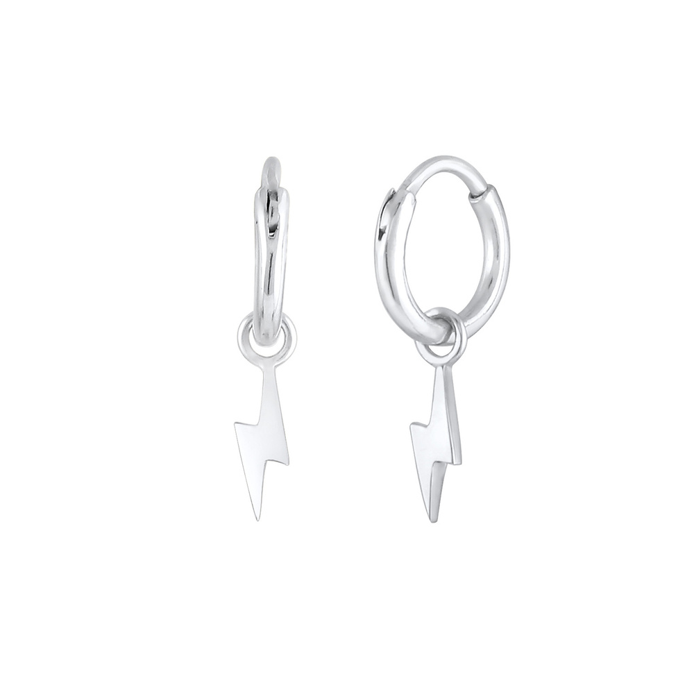 Elli Elli Boucles d'Oreilles Créoles pour femmes Symbole Flash de base en 925/1000 arg Boucles d'oreilles