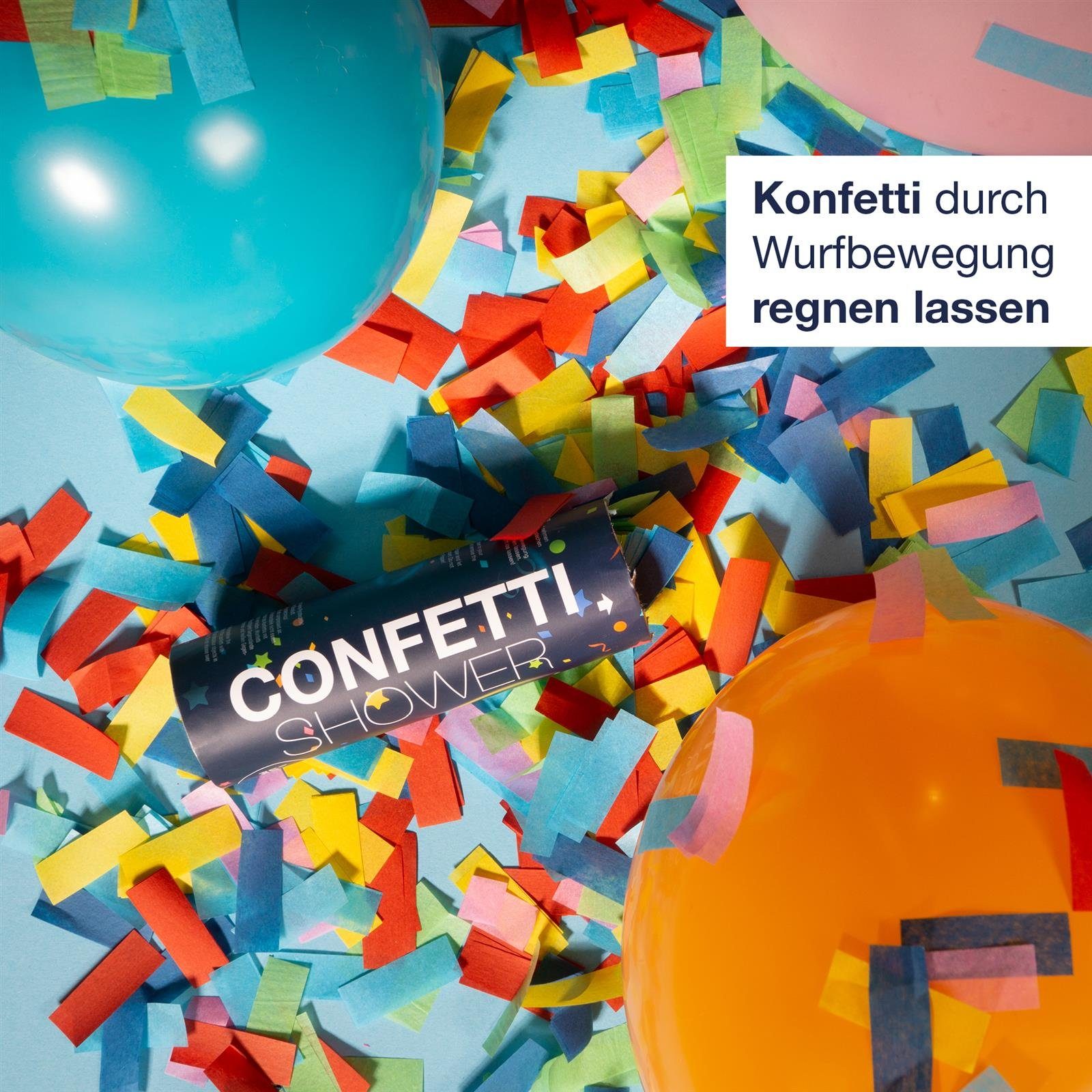 ILP Konfetti 6x Party Popper, Konfettikanone ohne Knall - Bunter Partyspaß - 15 cm