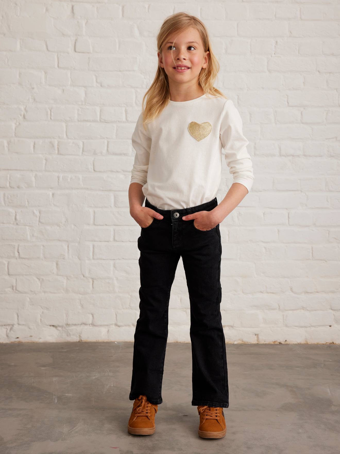 Jean flare fille denim noir