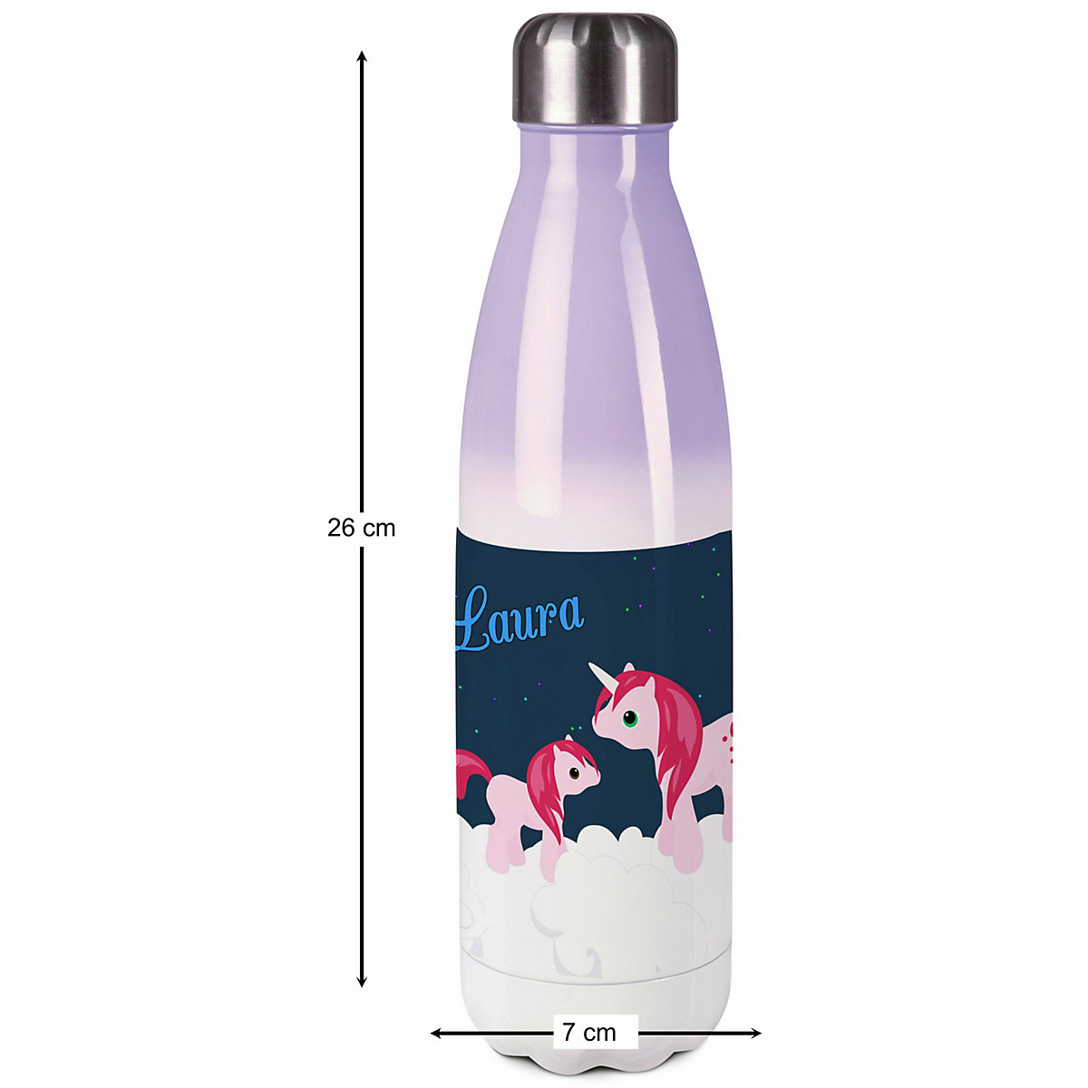 Edelstahl Kinder Thermoflasche / Trinkflasche bunt Einhorn Spülmaschinenfest, Auslaufsicher, Bruchfest, Doppelwandig, Für Heißgetränke geeignet, Mit Deckel, Isoliert