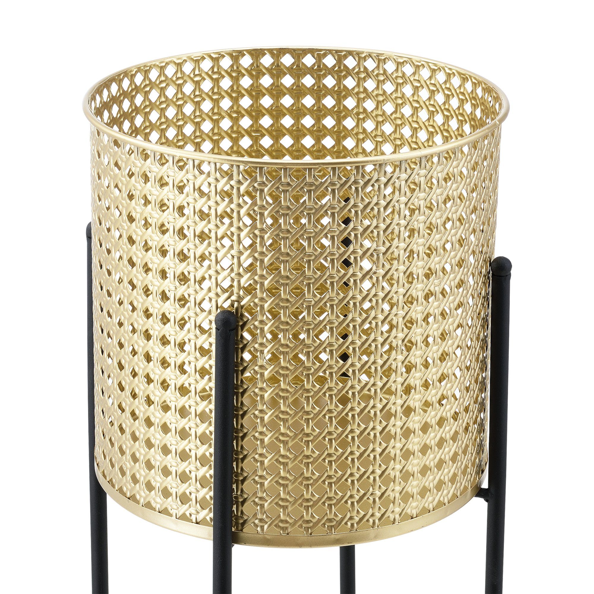 en.casa Blumenständer (Set, 2er), Mol Blumenkübel Pflanzenständer Pflanztopf Metall gold/schwarz