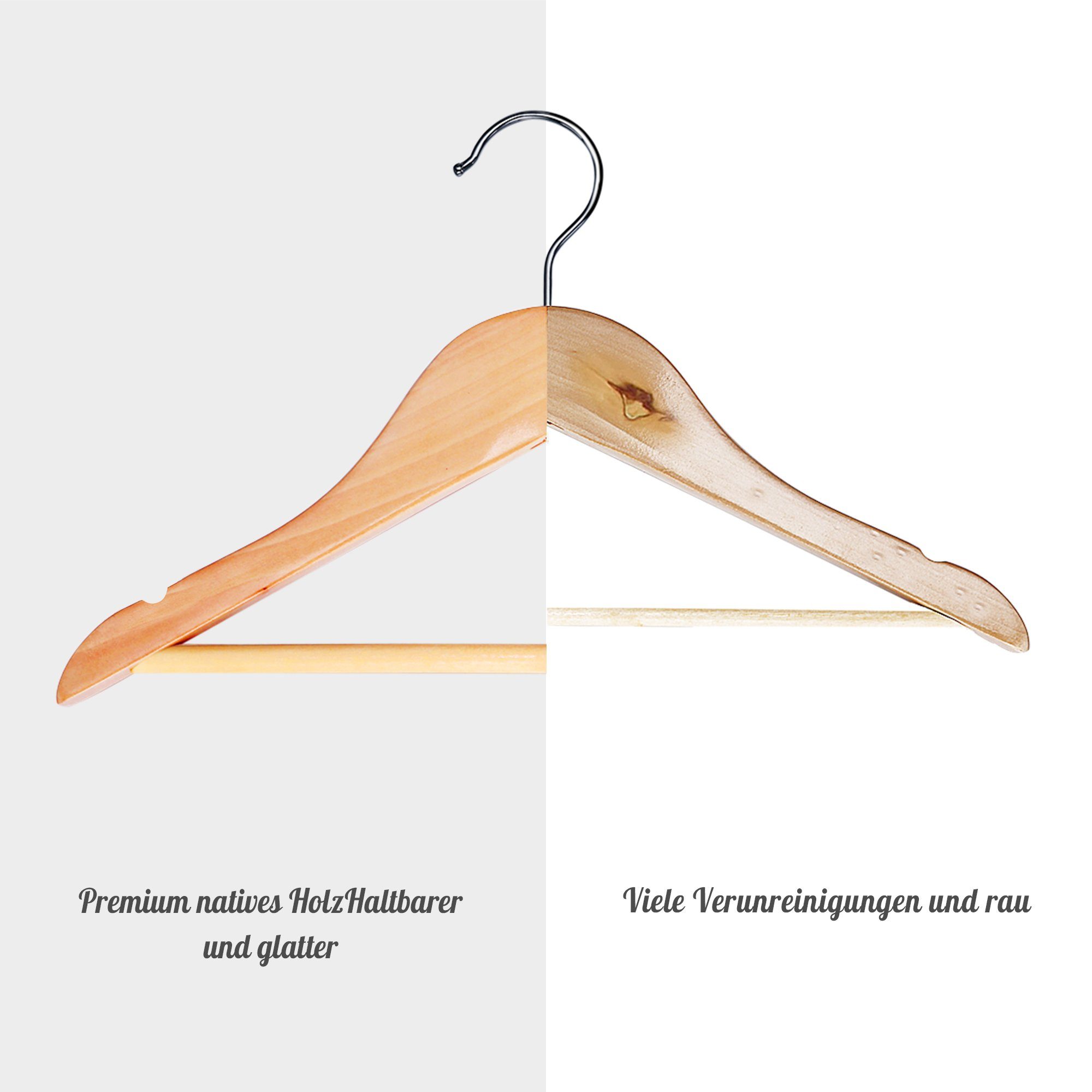 Homewit Kleiderbügel Baby Kinderkleiderbügel aus Holz mit Hosensteg und 8 Kleidungsteiler, (Set, 20-tlg), Mit 360° drehbarer Haken und Einschnitt für Baby & Kinderkleidung