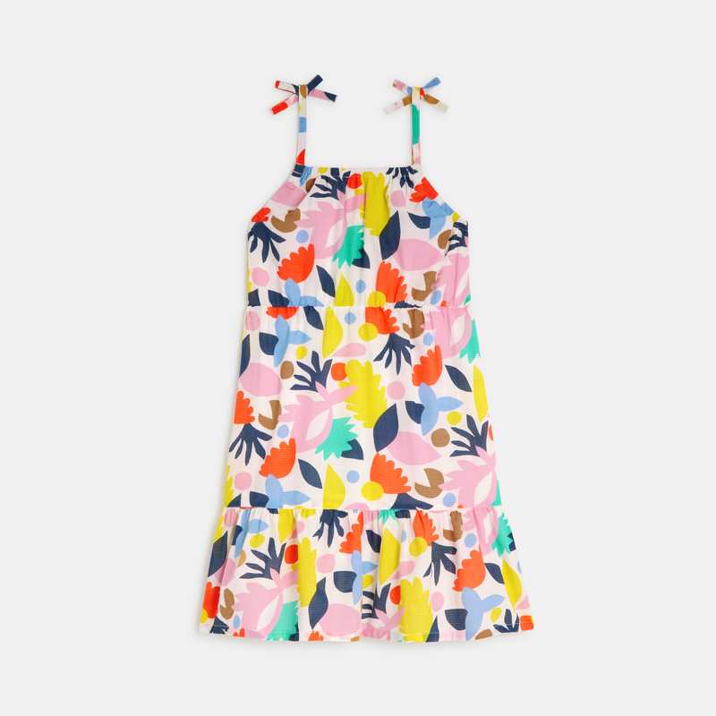 Robe à bretelles fille à motifs abstraits blanche Catimini