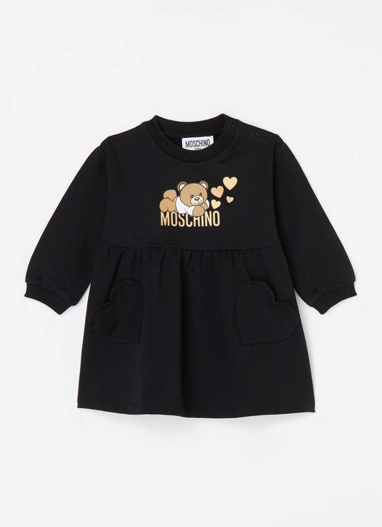 Rochie tricotată cu imprimeu al logo-ului Moschino