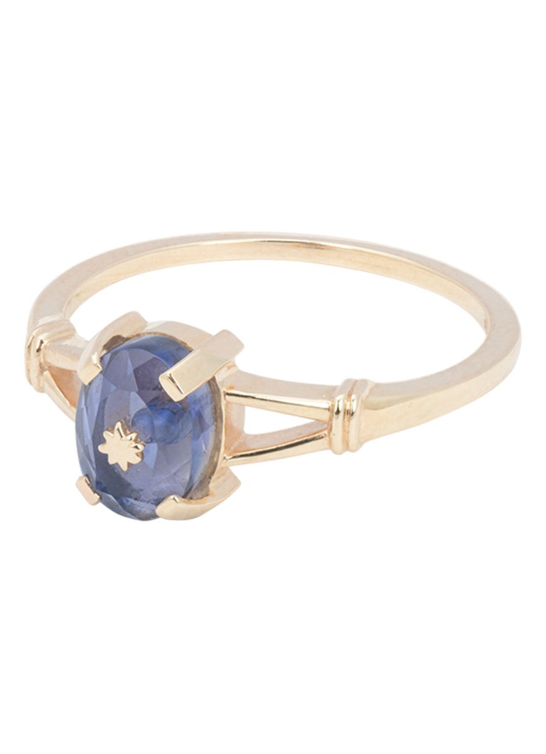 Inel Anna + Nina cu stea norocoasă din aur galben de 14k și design Lolita