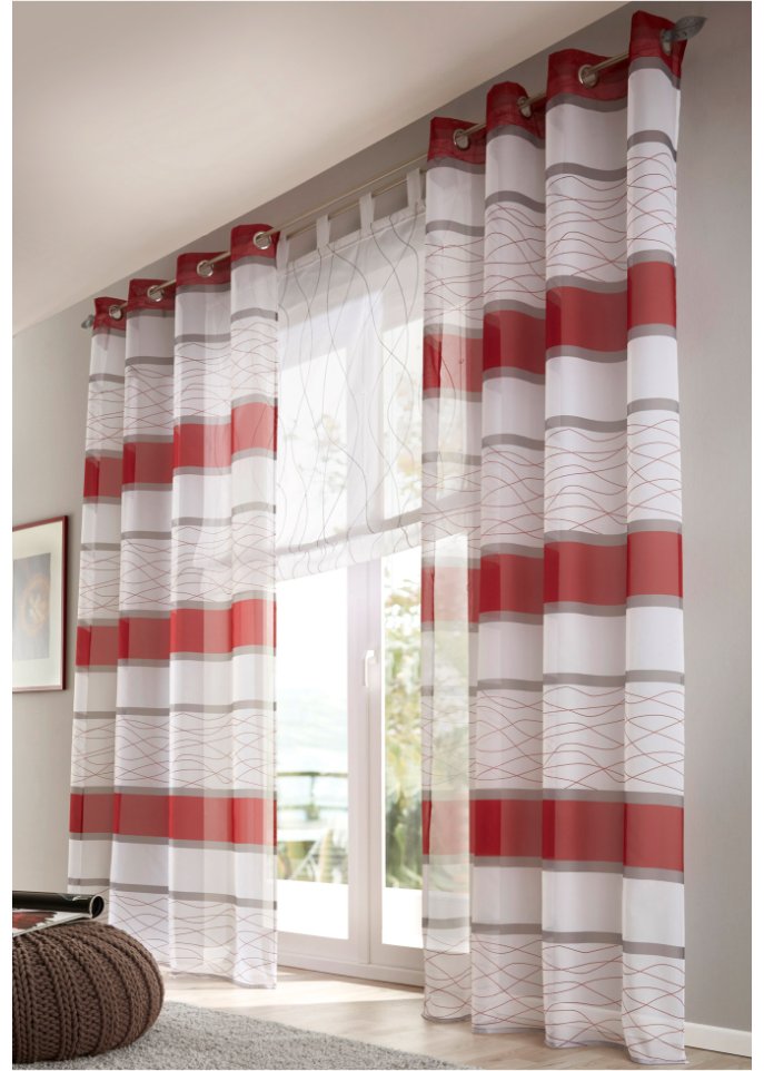 Transparente Gardine mit Querstreifen Druck (1er Pack)