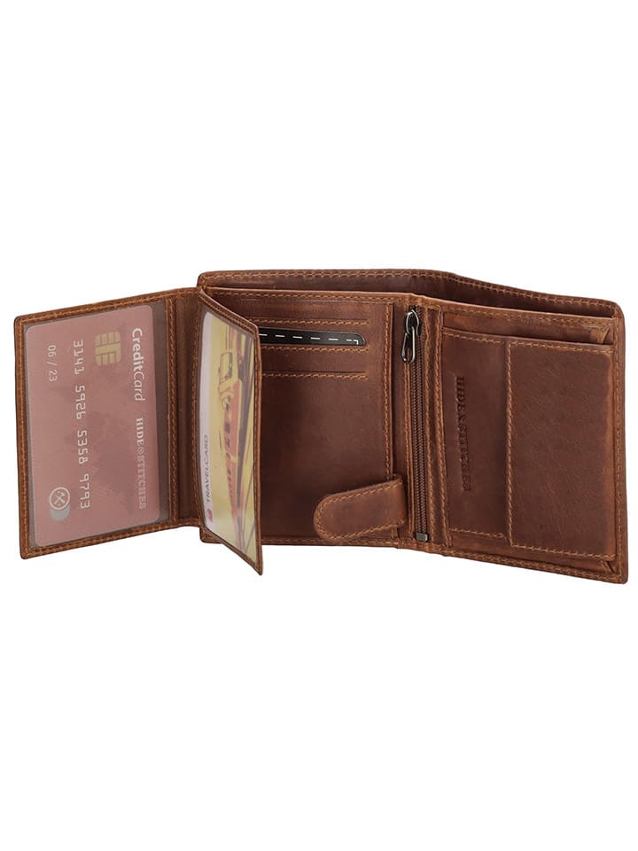 HIDE & STITCHES Leder-Geldbörse in Hellbraun - (B)10 x (H)8 x (T)1,5 cm günstig kaufen onesize