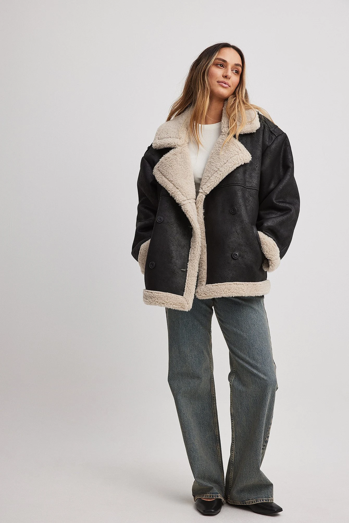 Oversize Bonded Teddy-Detail-Jacke
