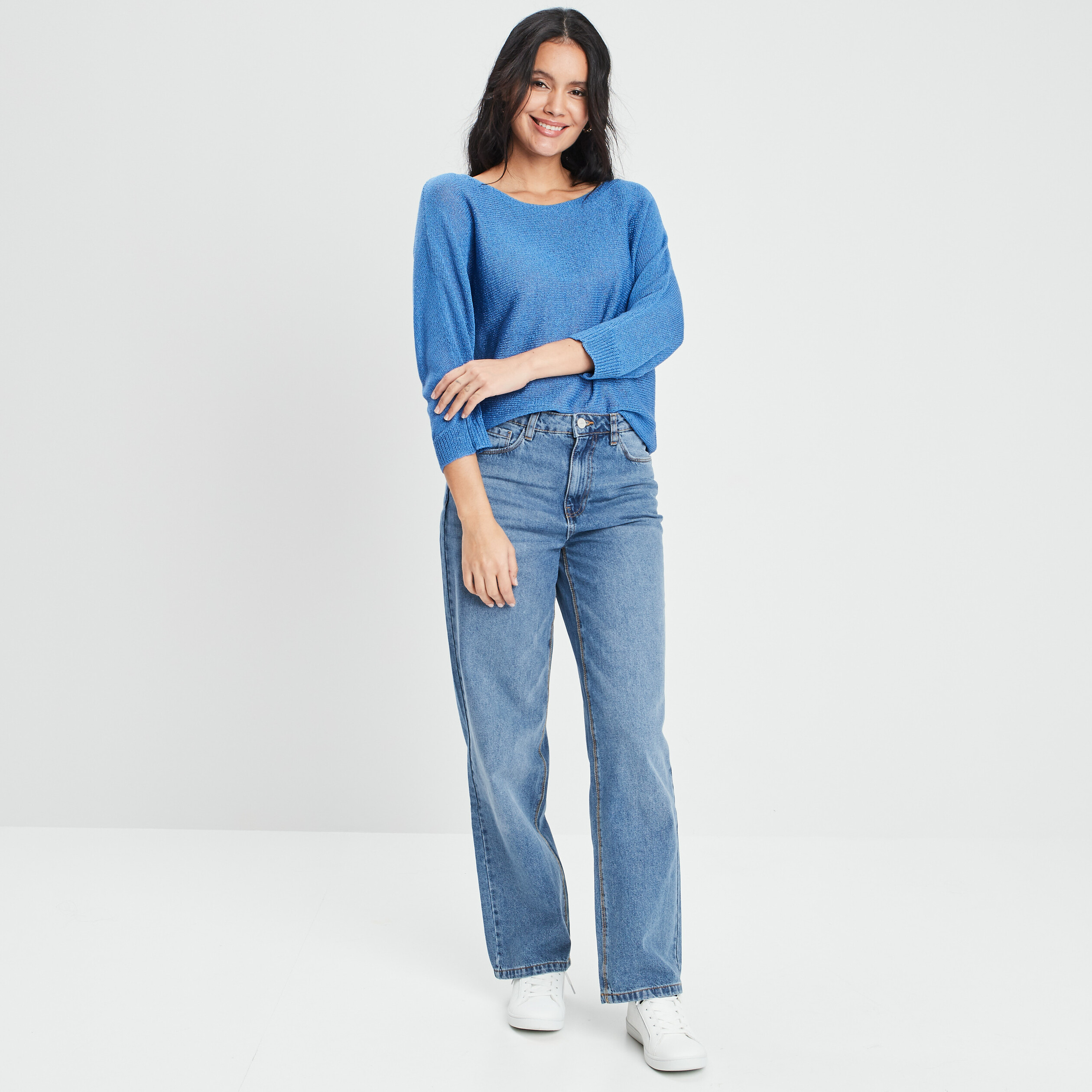 Pull manches longues bleu femme | La Halle