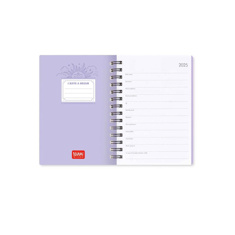 Agenda de 12 meses - vista semanal - pequeña - encuadernación en espiral 2025
