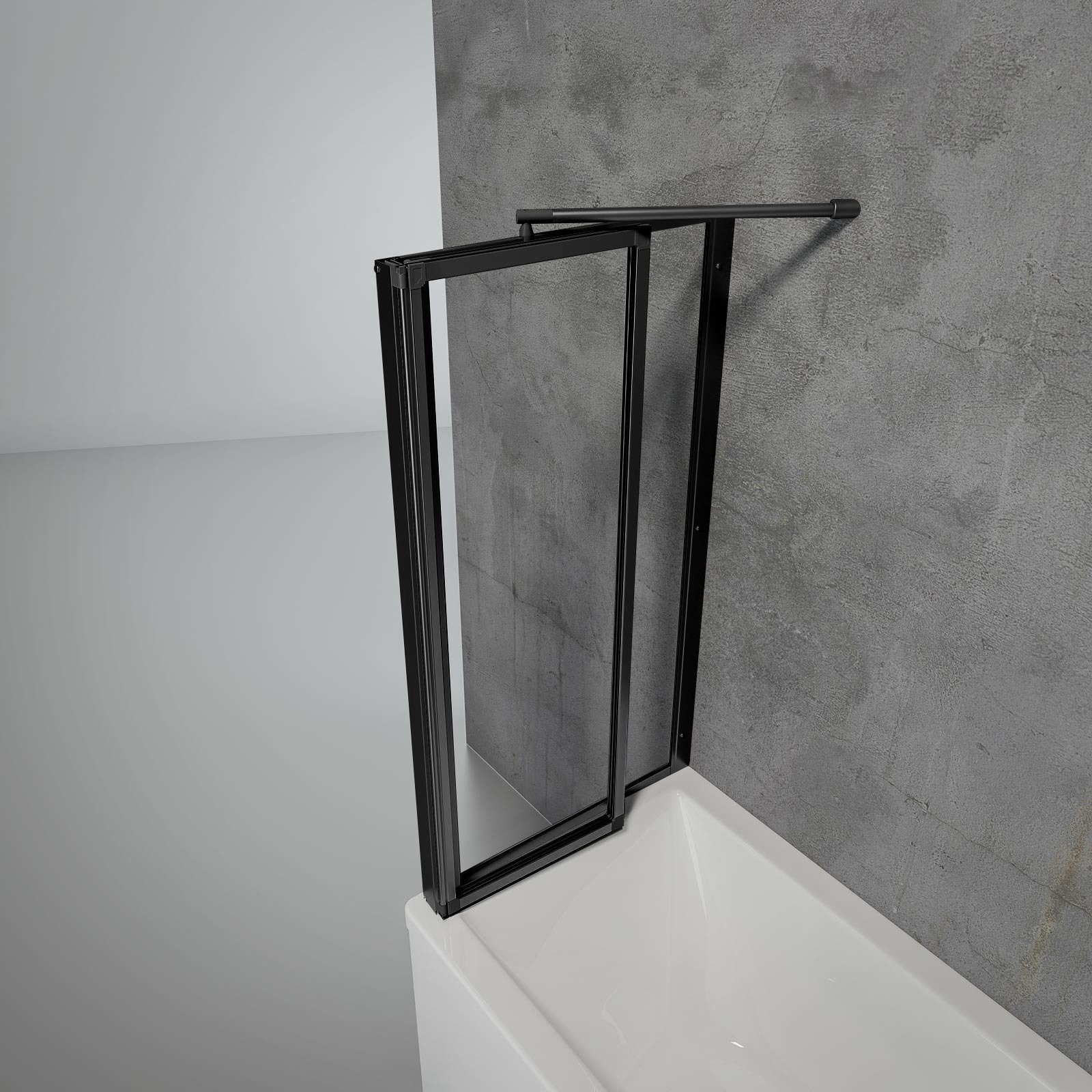 Schulte Badewannenaufsatz Smart BxH: 87 x 121 cm, 2-tlg. + Festelement, 3 mm Sicherheitsglas, zum Kleben - ohne Bohren in die Fliese, inkl. Klebe-Montage-Set