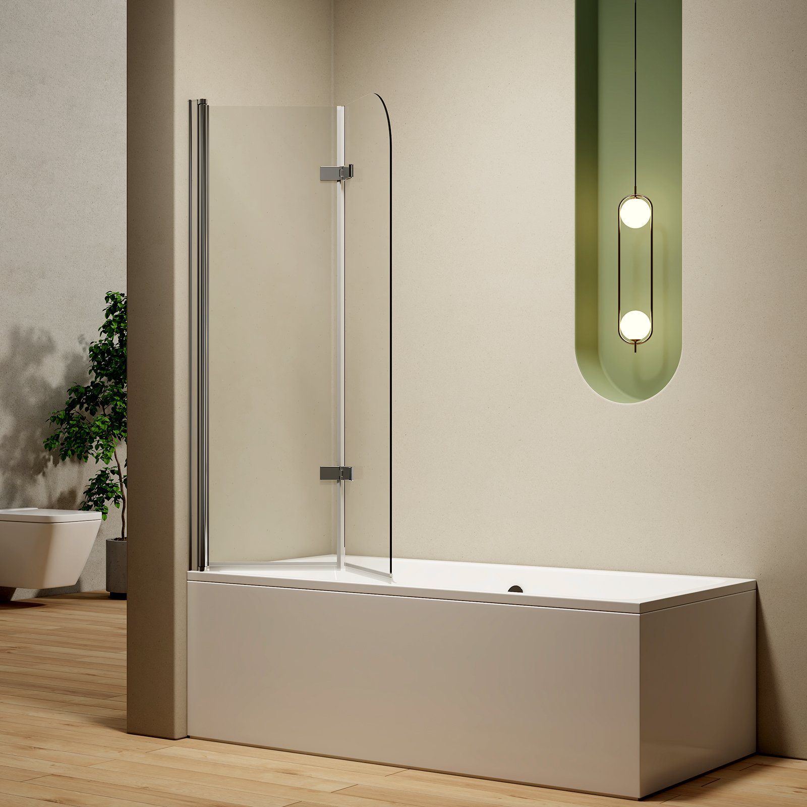 S'AFIELINA Badewannenfaltwand Badewannenabtrennung aus Glas, Spritzschutz für Badewanne,2 Stück, Sicherheitsglas, 6mm ESG Clear NANO Beschichtung ESG-Sicherheitsglas