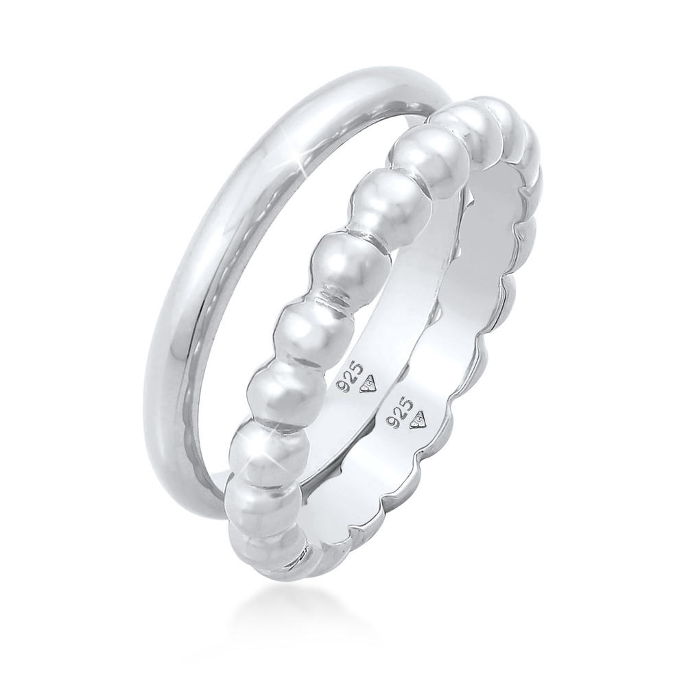 Elli Elli Bague Bague pour dames Duo Basic Ball Trend Basic en argent sterling 925 Bague