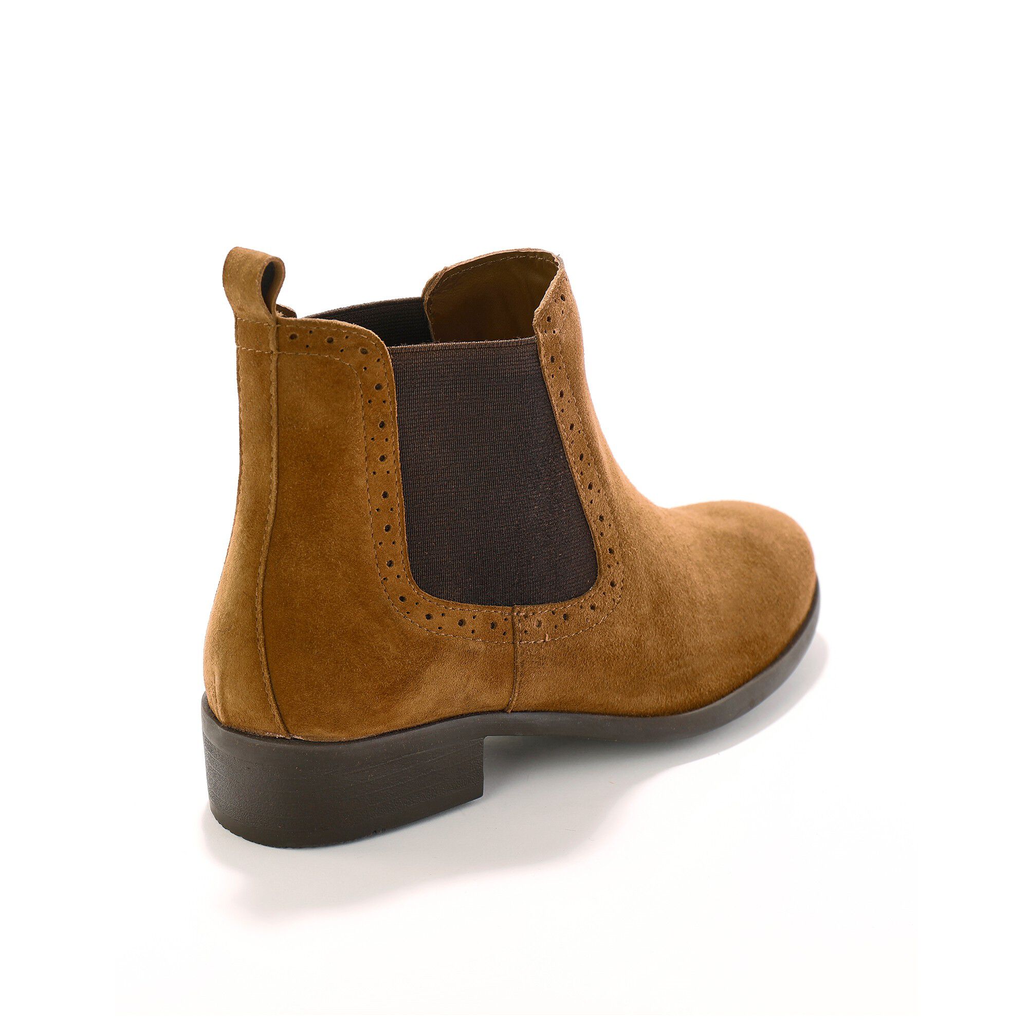 Boots élastiquées perforées Chelsea en croûte de cuir