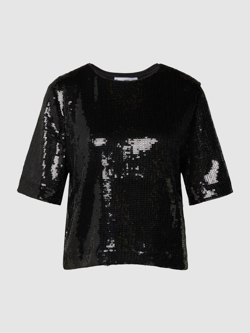 T-Shirt mit Allover-Paillettenbesatz Modell 'XAVI' in black