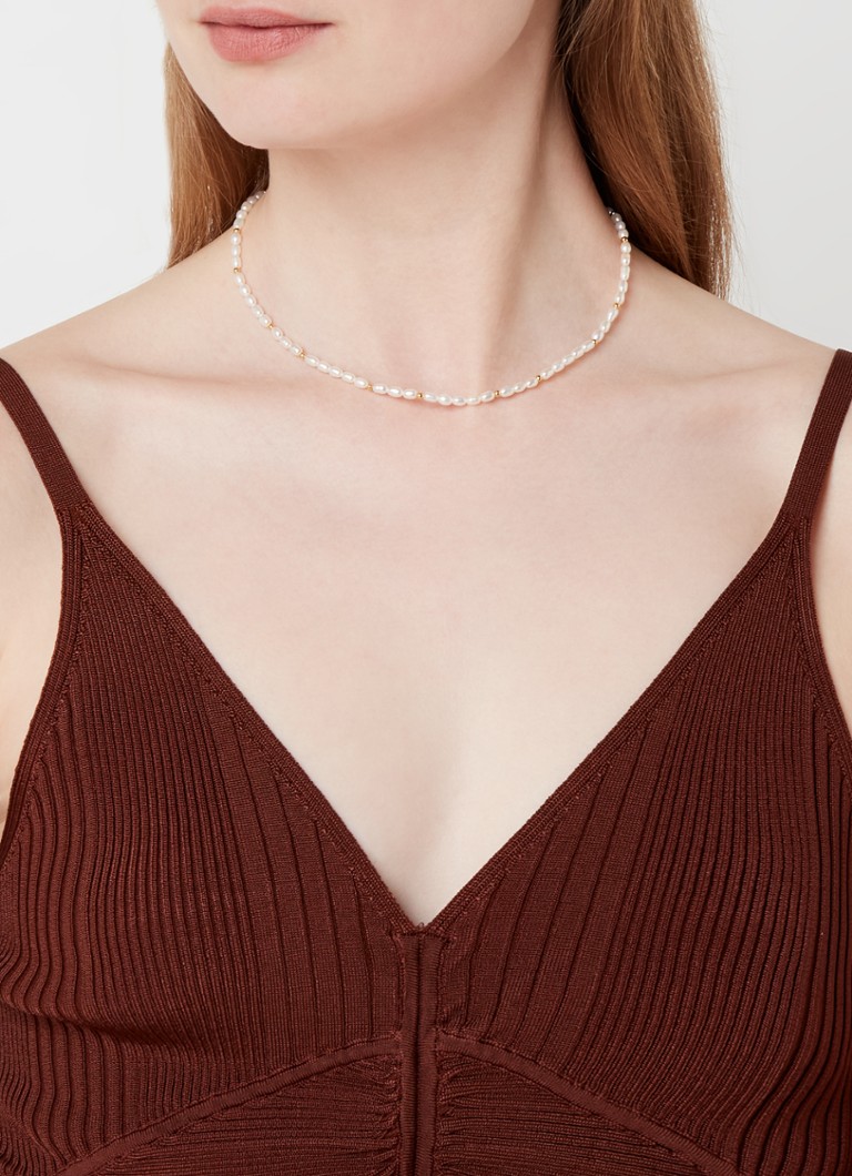 Missoma Short Pearl Necklace with Gilded Details