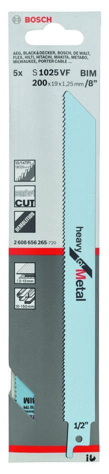 Bosch Blue Accessories 2608656265 S1025VF bajonetsavklinge kraftig til metal 200 mm 5 stk.