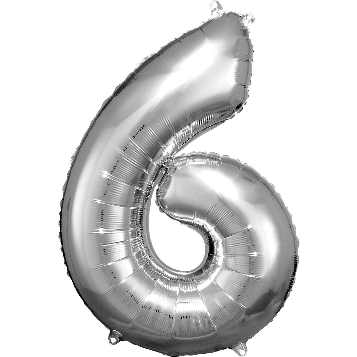 Super Shape Folienballon Silber, Zahl 6, 86 cm