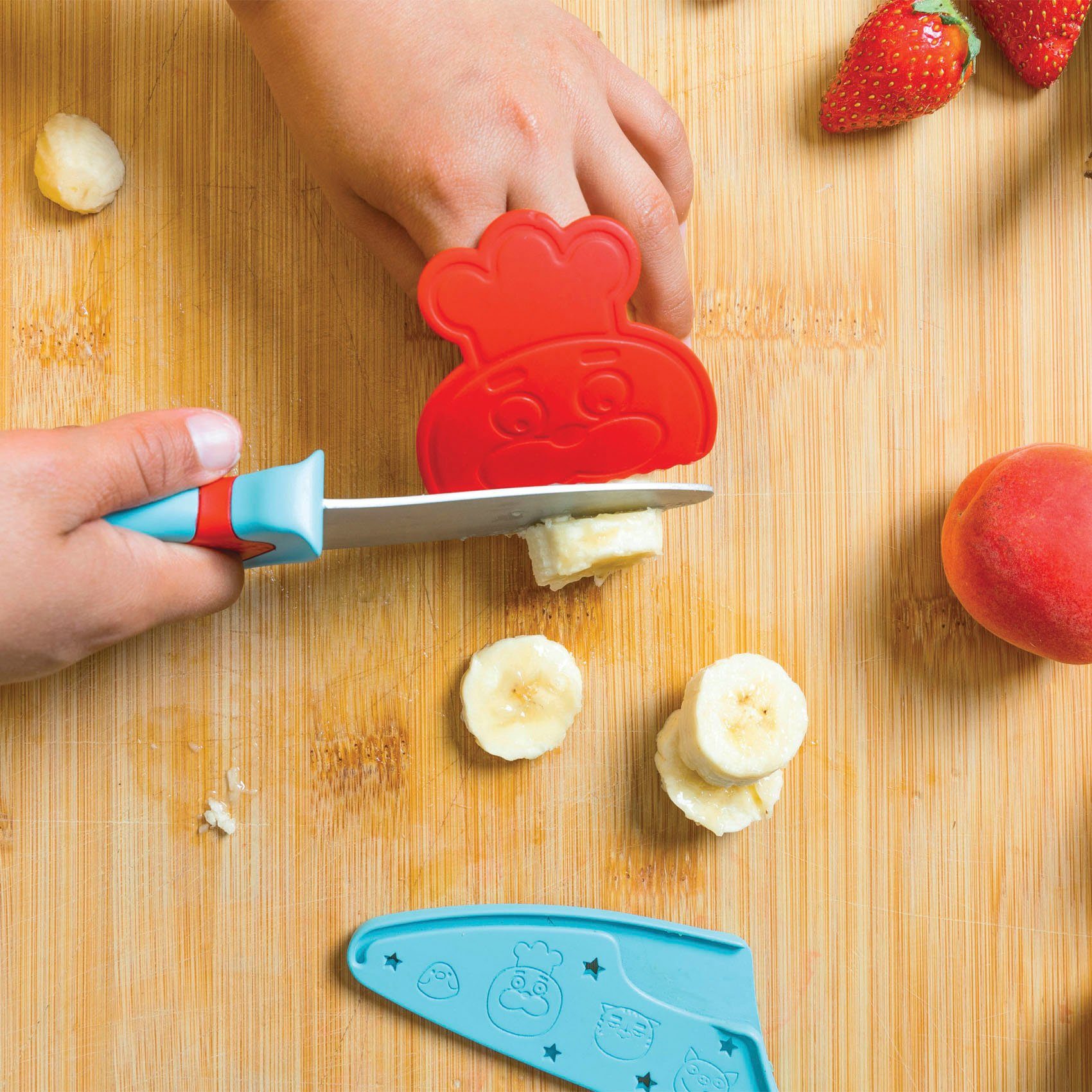 Chefclub Kinderkochmesser Messer für Kinder, blau/rot